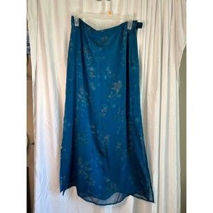 Liz Claiborne Villager Floral Blue Skirt Size 14